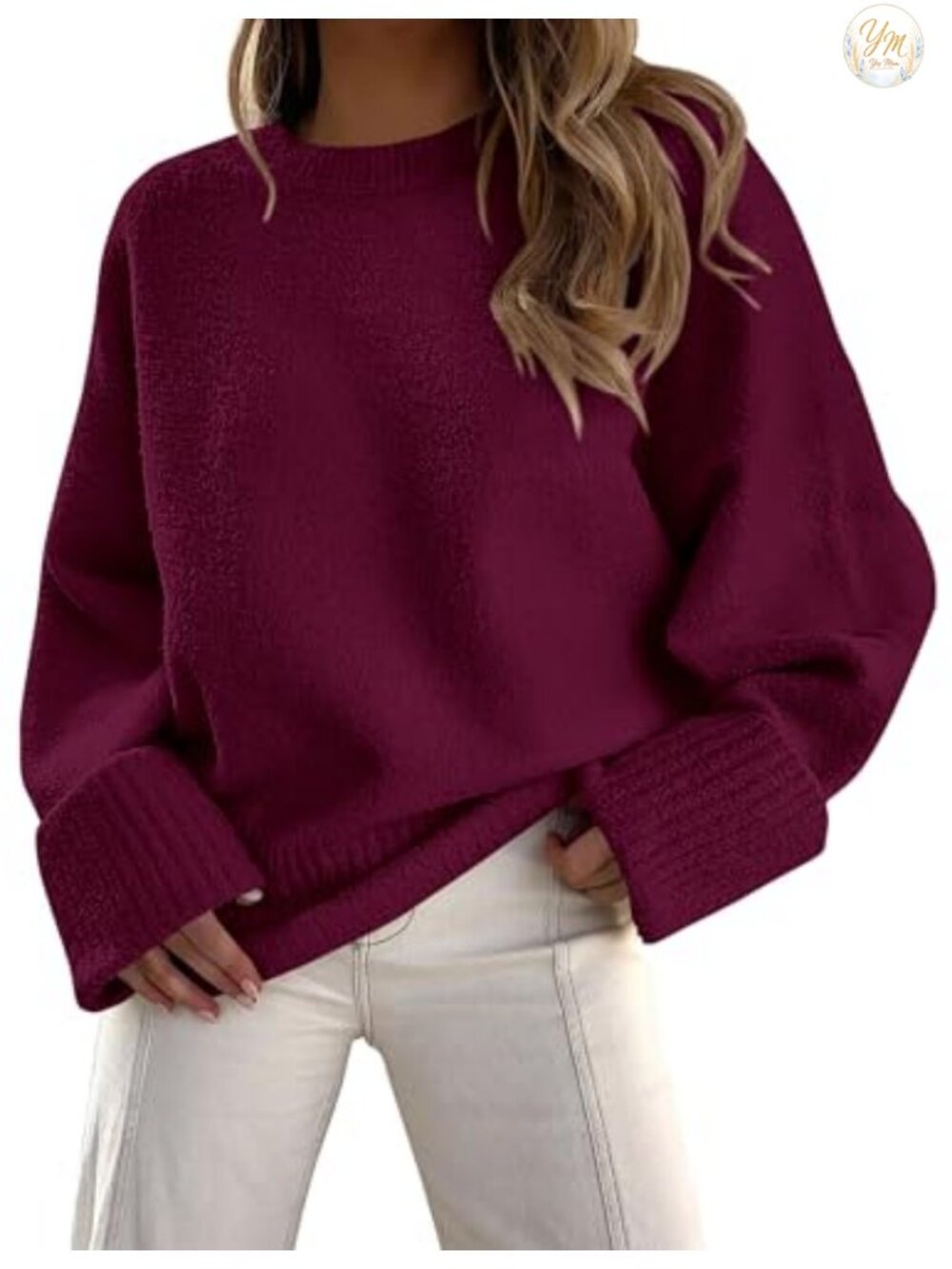 Women's Fuzzy Oversized Crewneck Pullover Sweater Long Sleeve